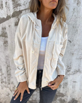 Ella™ | Chaqueta con capucha de pana con cremallera