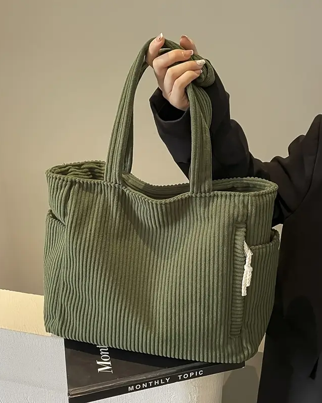Tilda – Bolso tote acanalado con detalle de cordón