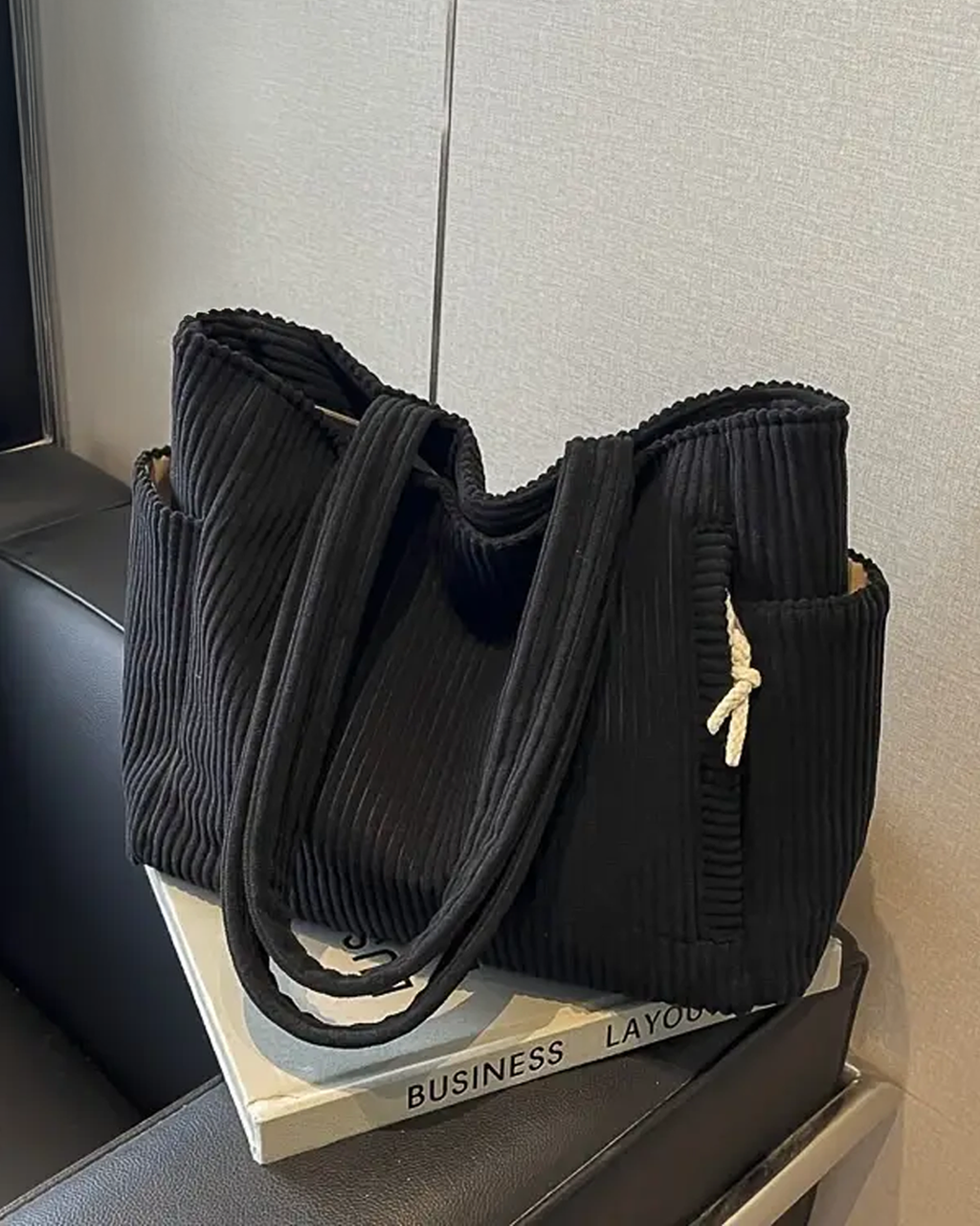 Tilda – Bolso tote acanalado con detalle de cordón