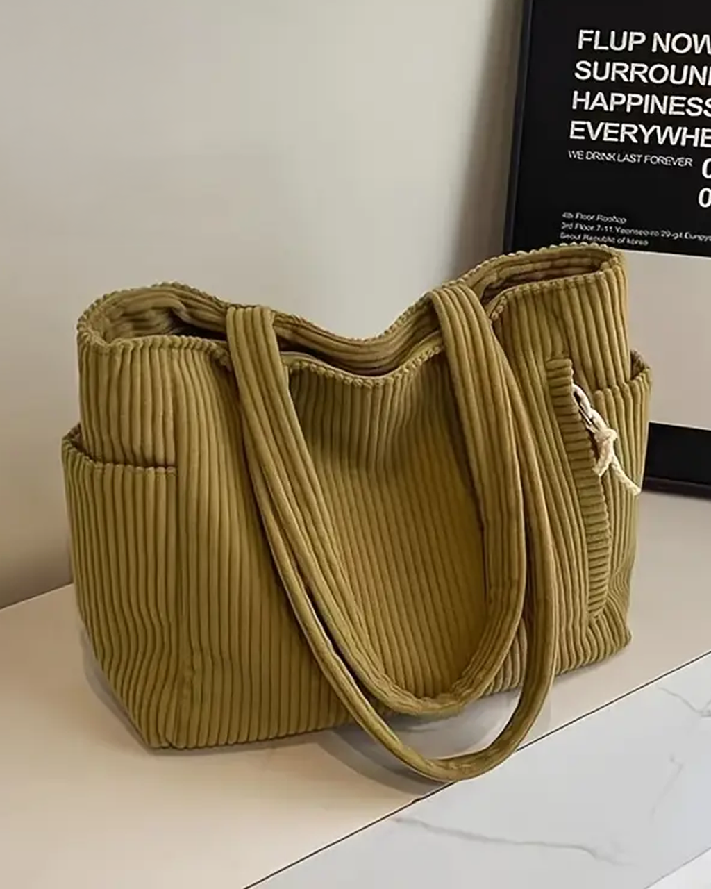 Tilda – Bolso tote acanalado con detalle de cordón