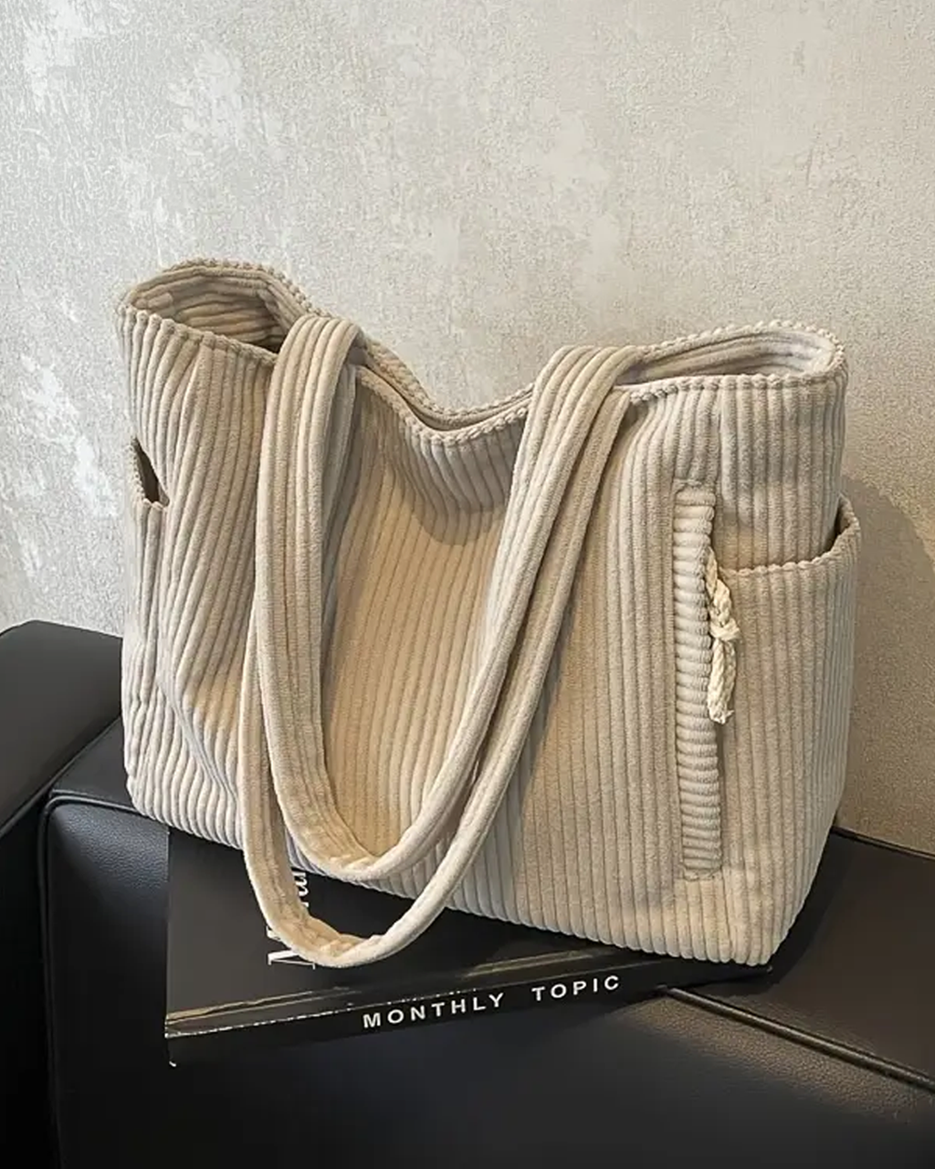 Tilda – Bolso tote acanalado con detalle de cordón