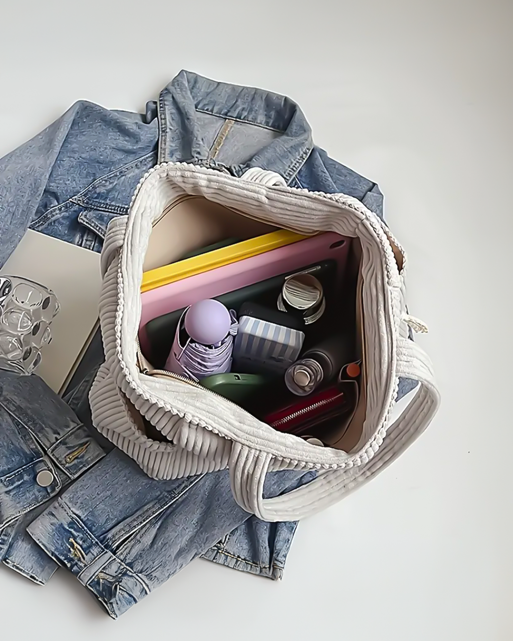 Tilda – Bolso tote acanalado con detalle de cordón