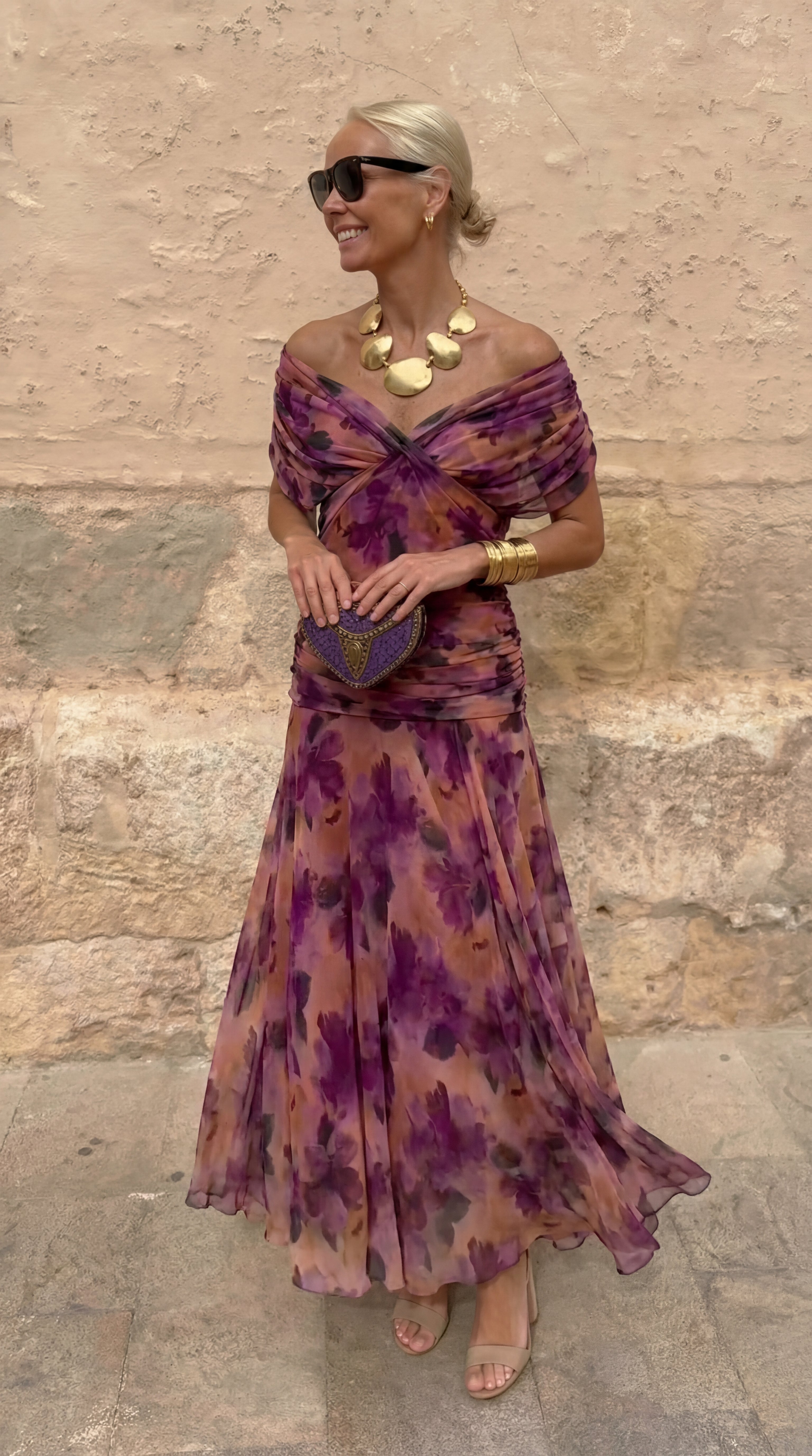 Luisa | Elegante vestido largo con escote en V que realza la silueta