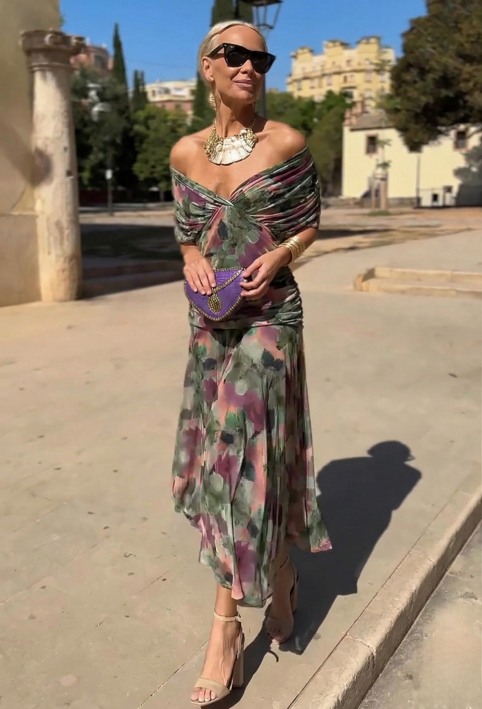 Luisa | Elegante vestido largo con escote en V que realza la silueta