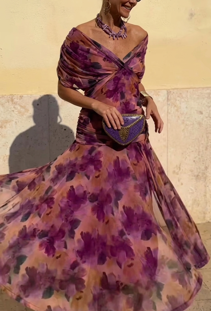 Luisa | Elegante vestido largo con escote en V que realza la silueta