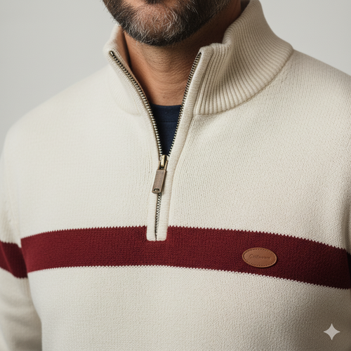 ARLO ZIP | Suéter Bicolor Premium de Media Cremallera