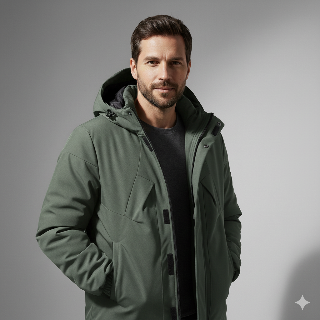 Chaqueta HoodedShield™ – Abrigo con Capucha y Cremallera