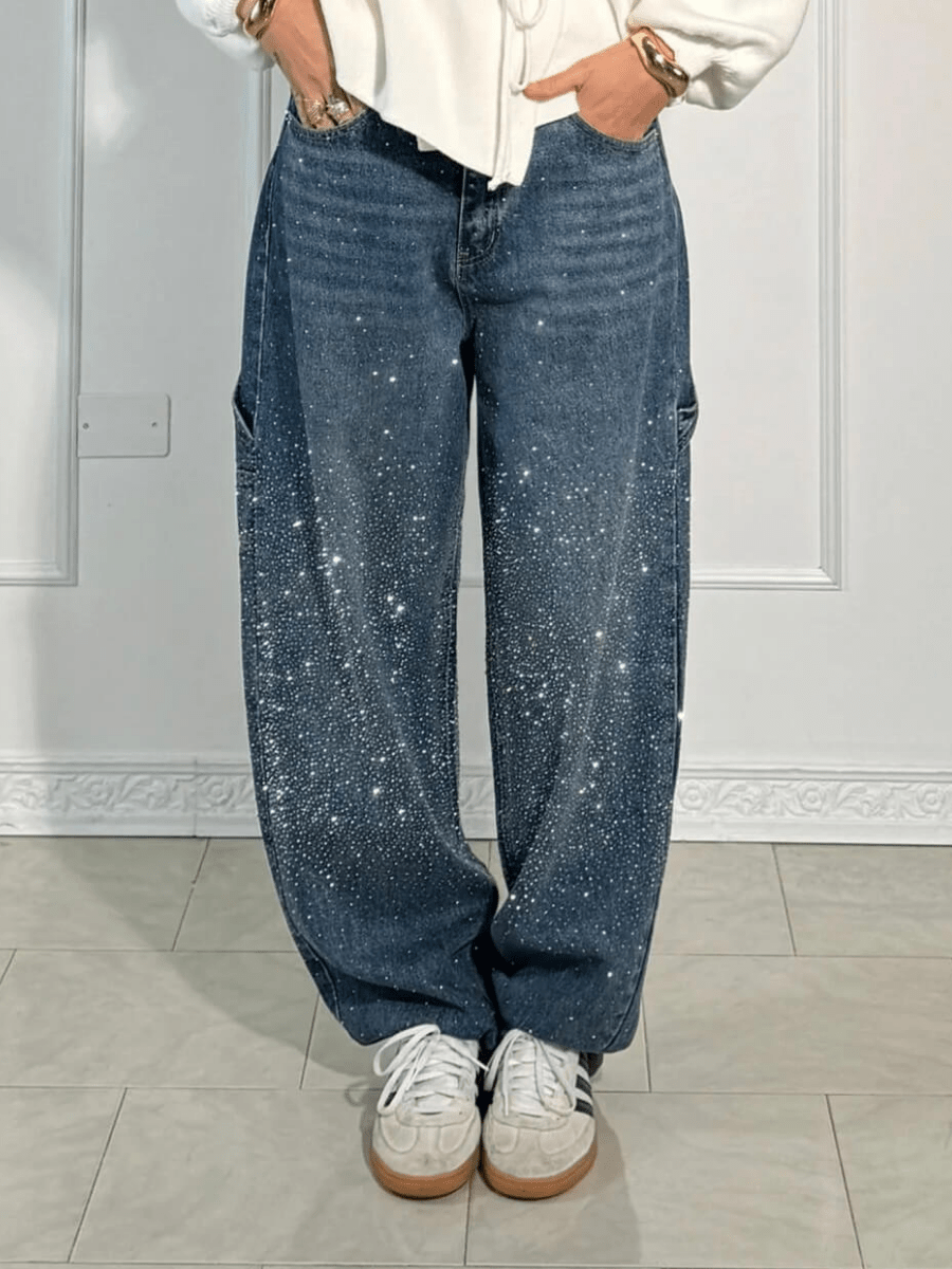 Jorinde™ | Trendige Balloon Carpenter Jeans mit Glitzer